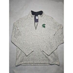 Michigan State Spartans Men's Size Gray Quarter Zip Fleece Pullover Shirt Large